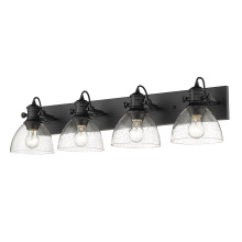 Golden 3118-BA4 BLK-SD - Yep by Golden Lighting Hines 4-light Vanity in Matte Black and Seeded Glass